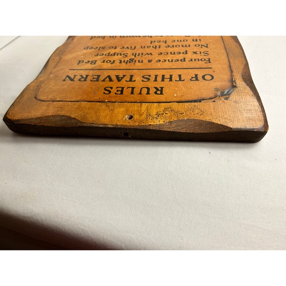 Vintage MCM Rules of this Tavern Wood Plaque Wall Hanging 11"x16" Country Charm - Picture 7 of 9